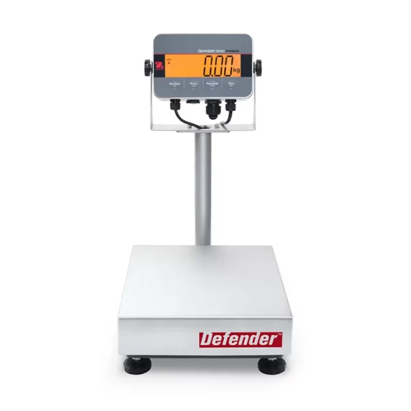 The stainless steel Ohaus Defender 3000 features software for parts counting check-weighing and totalisation
